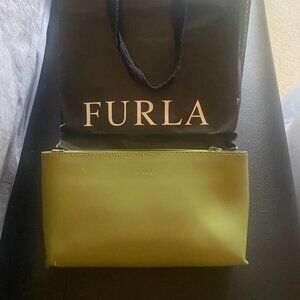 Furla Leather Olive Green Clutch